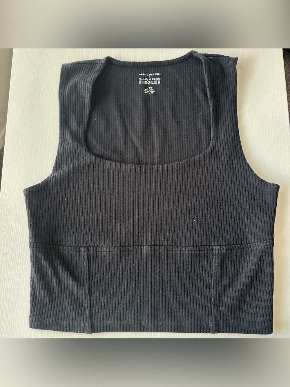 American Eagle X Ziegler Black Ribbed Crop Tank Top - Women